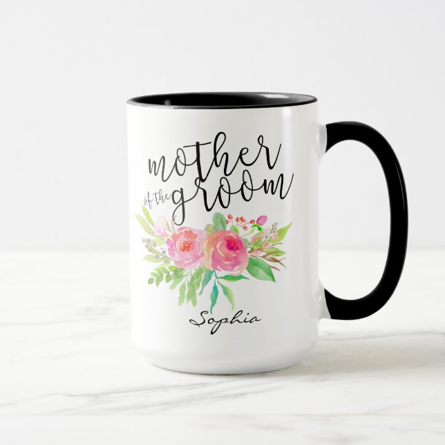 Mug Mère de la chambre|Aquarelle Florale Personnalisée (Droite)