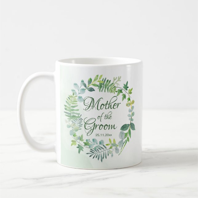 Mug Mère De La Groom Verdure Wreath Aquarelle (Gauche)