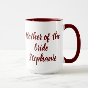 Mug Mère de la mariée Burgundy Script Mariages