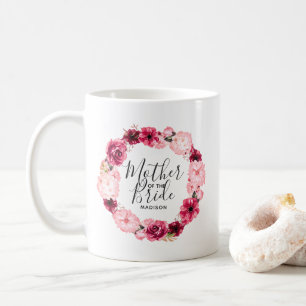 Mug Mère de la mariée de la couronne bordeaux et rose