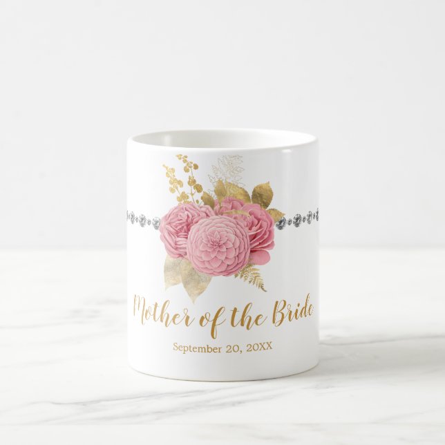 Mug Mère de la mariée Diamond Rose or Floral (Centre)