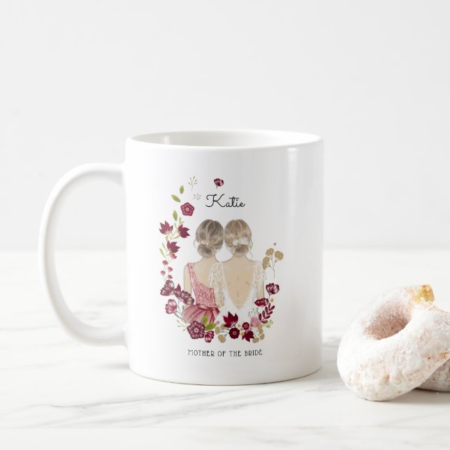 Mug Mère de la mariée illustrée | Monogramme  (Avec donut)