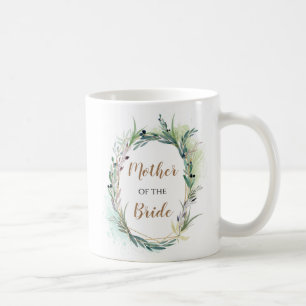 Mug Mère de la mariée/Nom/Aquarelle Cadeau Feuille