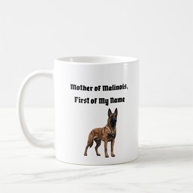 Mug Mère de Malinois, Première de Mon Nom (Gauche)