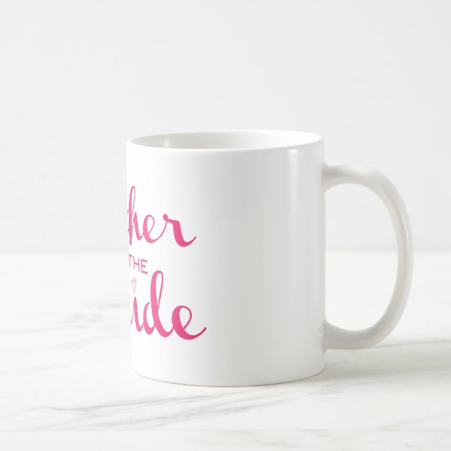 Mug Mère de mariée Retro Script Hot rose sur blanc (Droite)