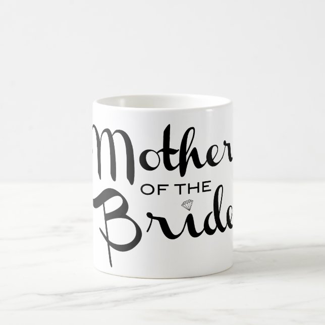 Mug Mère de mariée Retro Script noir sur blanc (Centre)