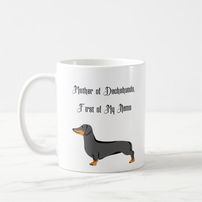Mug Mère des Dachshunds, Prénom de mon nom (Gauche)