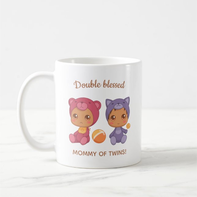 Mug Mère des jumeaux bébé chat ours Jumpsuit (Gauche)