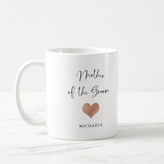 Mug Mère du marié | Écriture tendance et cœur (Gauche)