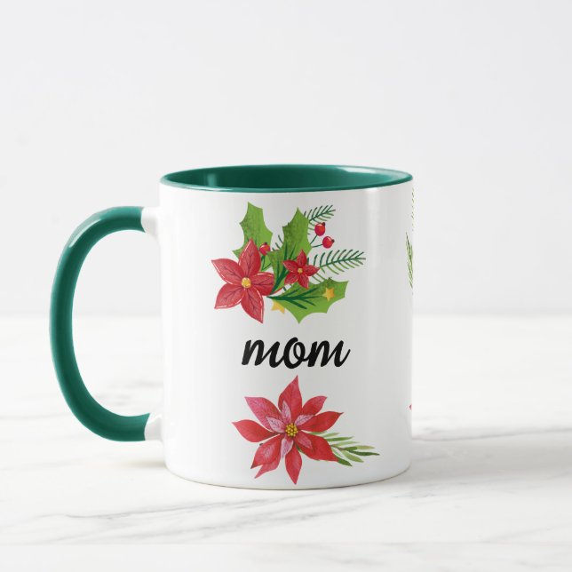 Mug Mère en vert avec écriture noire "Noël brillant" s (Gauche)