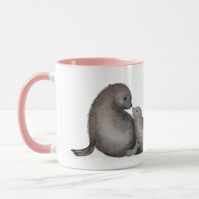 Mug Mère et bébé phoque à fourrure 'Meilleure maman ja (Gauche)
