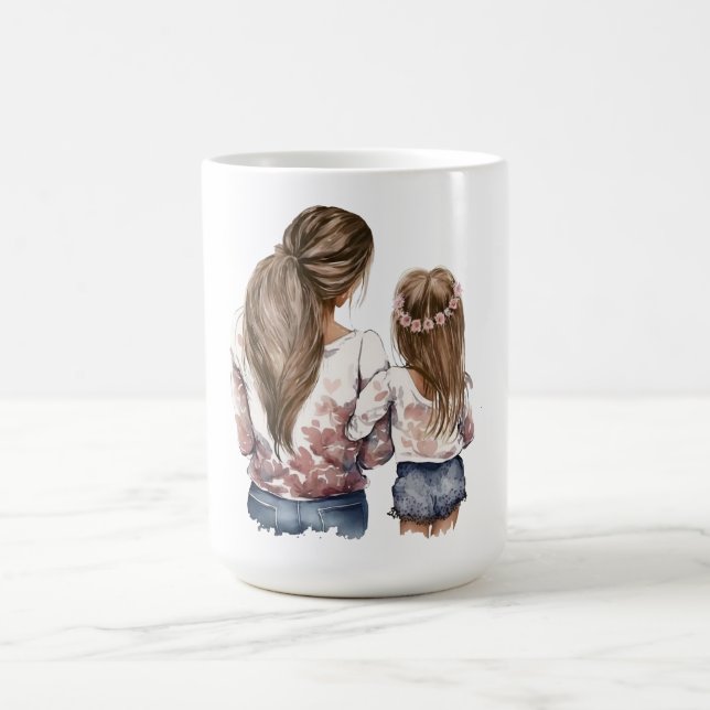 Mug Mère et fille, cheveux longs, art du dos (Centre)