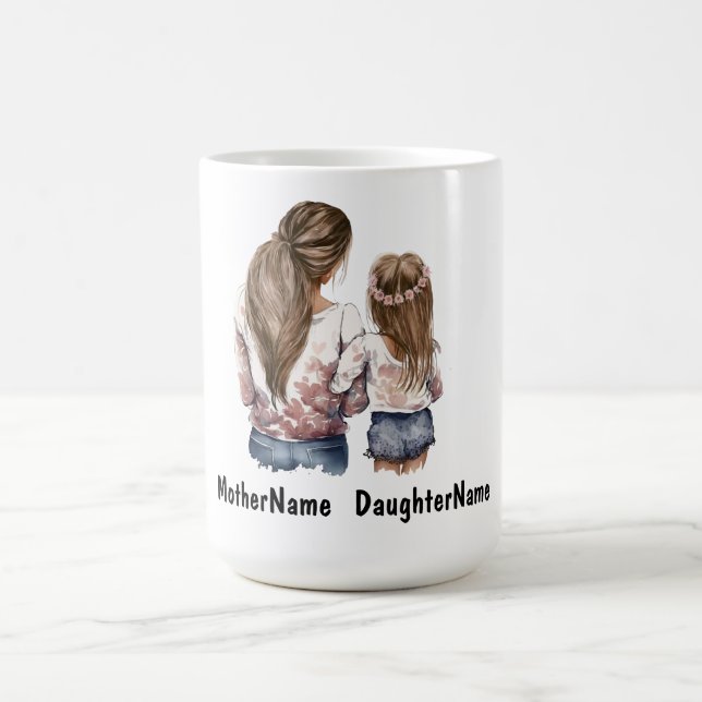 Mug Mère et fille nom personnalisé aquar personnalisé (Centre)