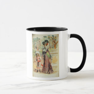 Mug Mère et fille sur une promenade (litho de couleur)