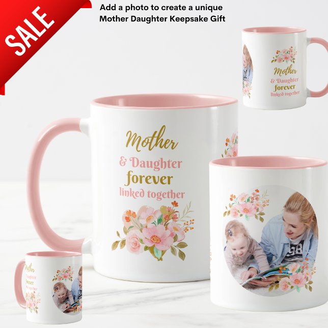 Mug Mère et fille toujours lié Floral PHOTO (Créateur téléchargé)