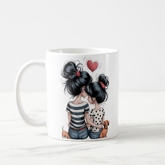 Mug Mère & Fille A-Line Art-Unique Cadeau Familial (Gauche)