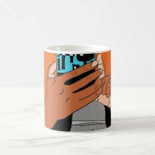 Mug Mère Mains mobiles Cyan Orange Noir