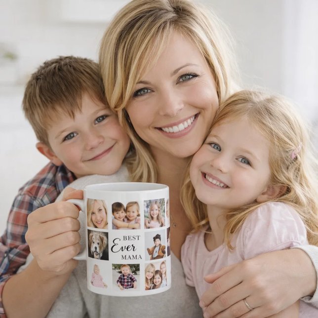 Mug Mère maman collage photo blanc noir (Créateur téléchargé)