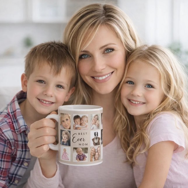 Mug Mère maman collage photo ivoire crème (Créateur téléchargé)