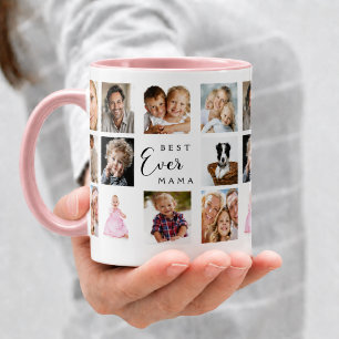 Mug Mère maman collage photo rose