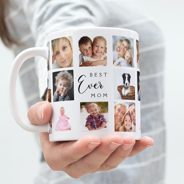 Mug Mère maman photo collage blanc noir (Créateur téléchargé)