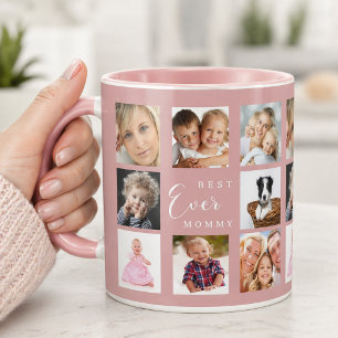 Mug Mère maman photo montage rose poussiéreux rose