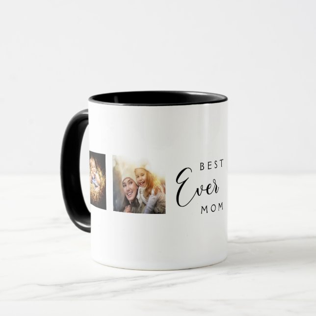 Mug Mère photo collage blanc noir (Devant gauche)