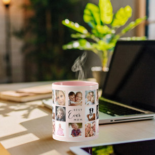 Mug Mère photo collage pêche rose