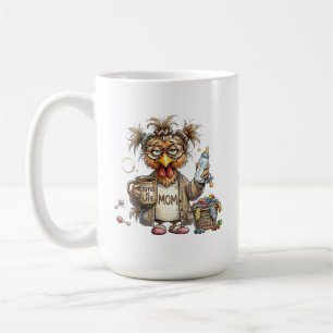 Mug Mère Poule Fatiguée Vie de Maman Drôle Poulet Épui