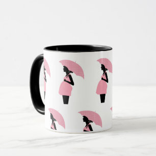 Mug Mère radiante attendue : Parapluie rose