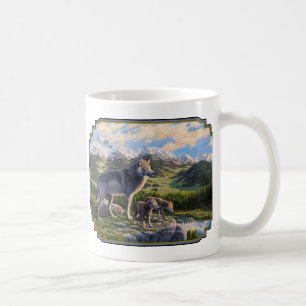 Mug Mère Wolf & Pups Mountain River Valley