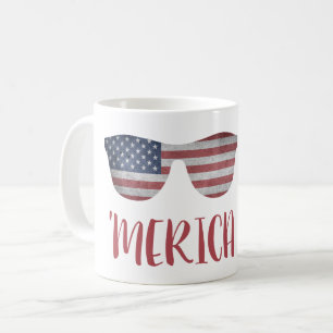 MUG 'MERICA AVEC DES LUNETTES DE SOLEIL AMÉRICAINES - 