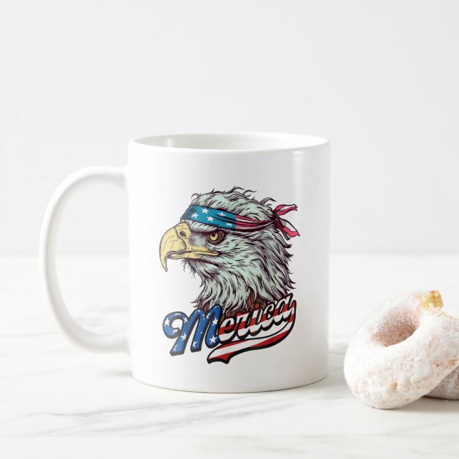 Mug Merica États-Unis drapeau américain Aigle chauve P (Avec donut)