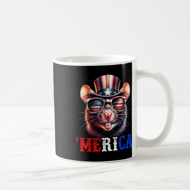Mug Merica Rat Patriotique 4 juillet Drôle Enfants Hom (Droite)