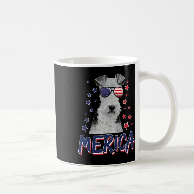 Mug Merica Wire Fox Terrier Chien 4 juillet États-Unis (Droite)