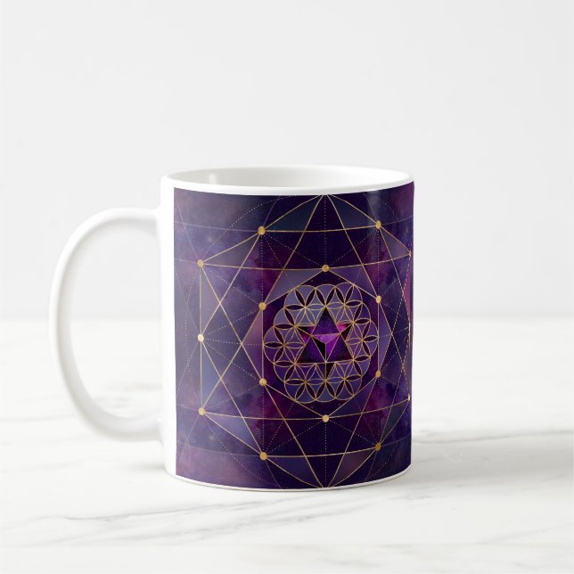 Mug Merkabah en fleur de vie - Géométrie sacrée (Gauche)