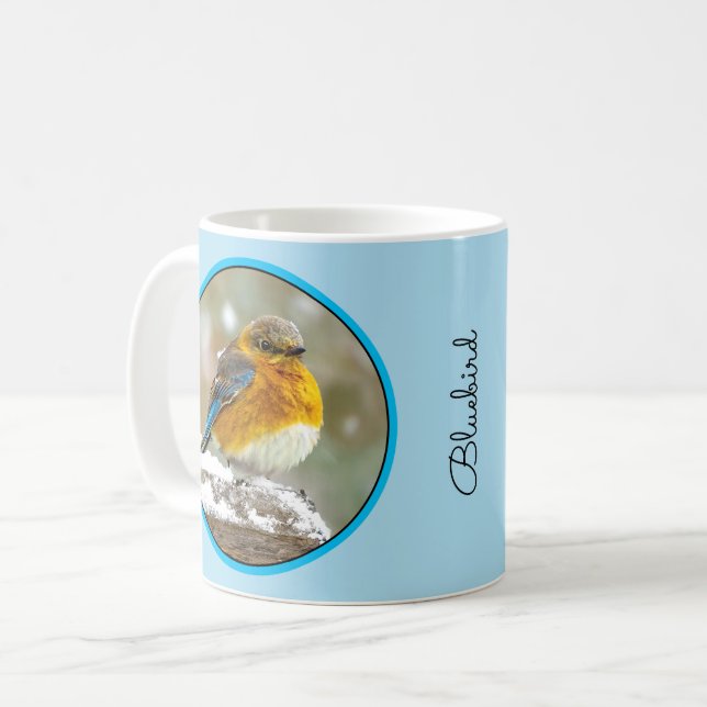 Mug Merlebleu de l'Est dans la Neige - Photographie Or (Devant gauche)