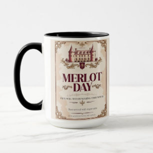 Mug Merlot Day - Mariage Survie Parodie Vin Étiquette