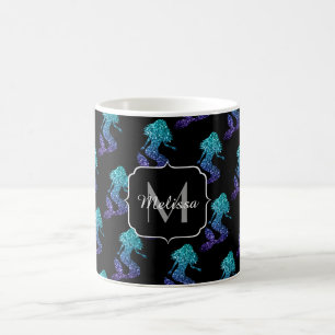 Mug Mermaid aqua bleu ombre motif Monogramme