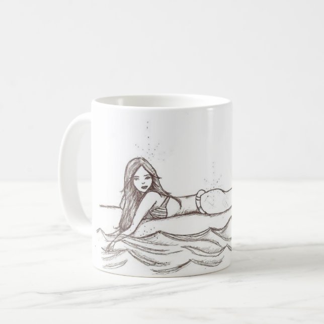 Mug Mermaid Dessin Simple Élégant Imaginaire Art (Devant gauche)