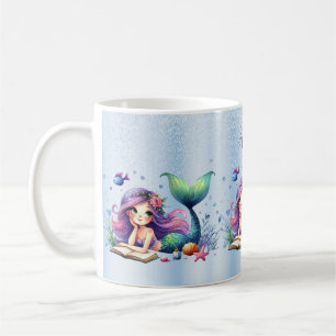 Mug Mermaid en aquarelle Vie marine Mignonne Belle