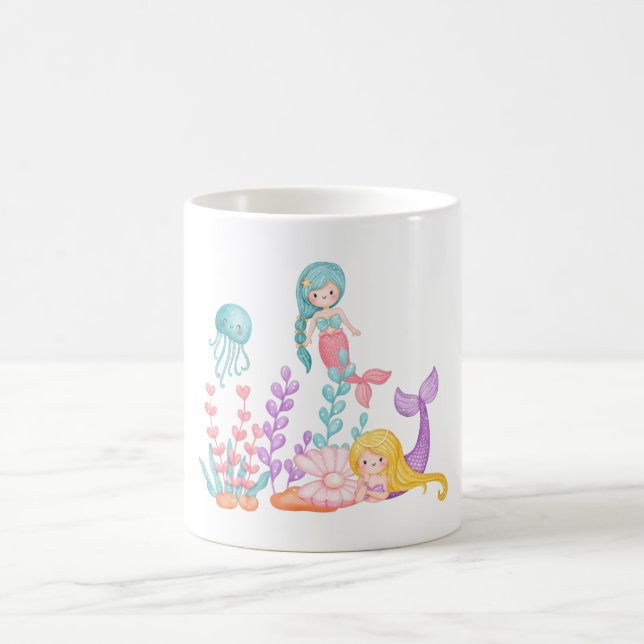 Mug Mermaids et méduses sous l'aquarelle marine (Centre)