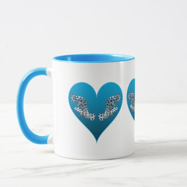 Mug Mérou - Cœurs bleus, disposés horizontalement | (Gauche)