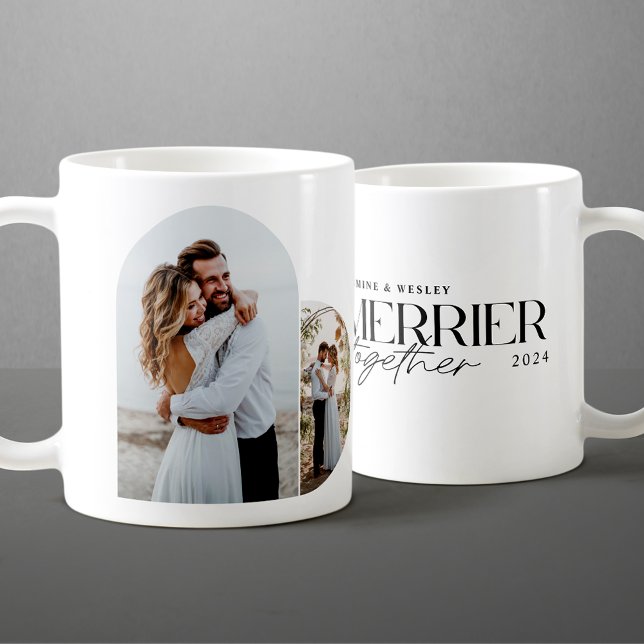 Mug Merrier minimal ensemble Noël Mariage (Créateur téléchargé)