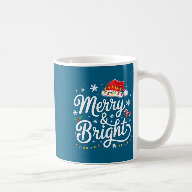 Mug Merry And Bright Red Santa Hat Xmas Lights Holiday (Droite)