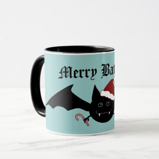 Mug Merry Batmas bête chauve-souris gothique sur bleu