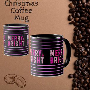 Mug Merry & Bright, Joyeux Noël, Cadeau de Noël