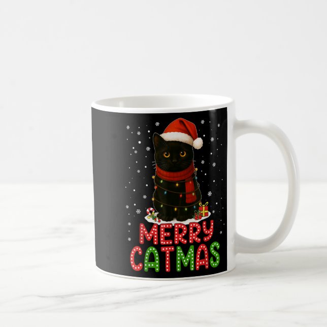 Mug Merry Catmas Santa Hat Funny Black Cat Christmas W (Droite)