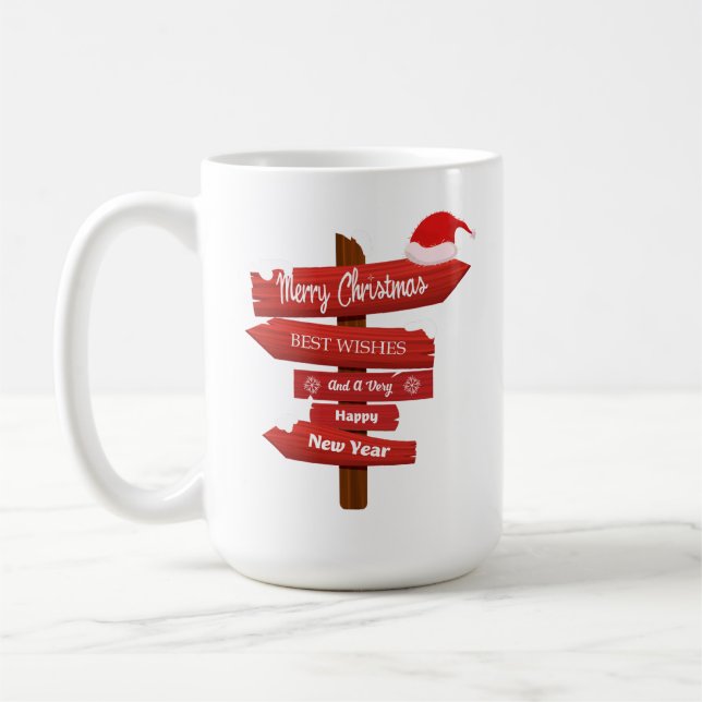 Mug Merry Christmas and Happy New Year Wooden Arrows (Gauche)