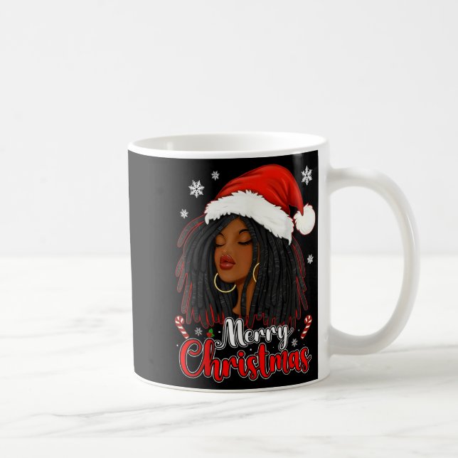 Mug Merry Christmas Black African Girl Santa Hat Xmas  (Droite)